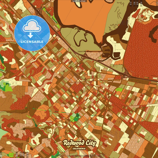 Redwood City California Farmhouse Poster Art Map Template