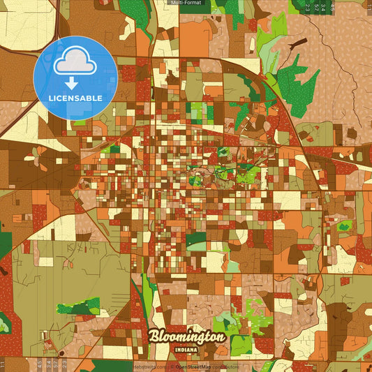 Bloomington Indiana Farmhouse Poster Art Map Template