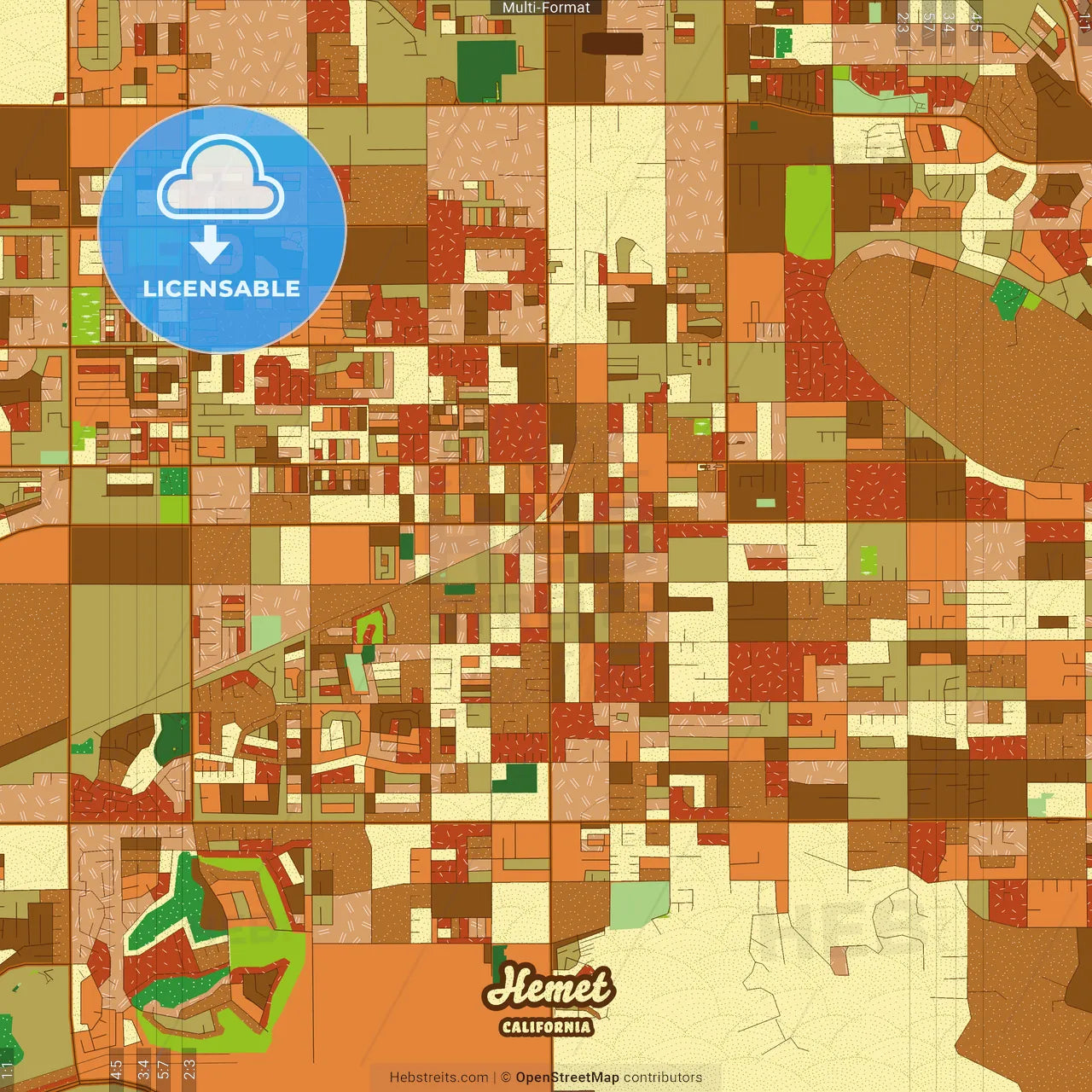 Hemet California Farmhouse Poster Art Map Template