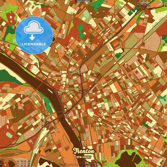 Trenton New Jersey Farmhouse Poster Art Map Template