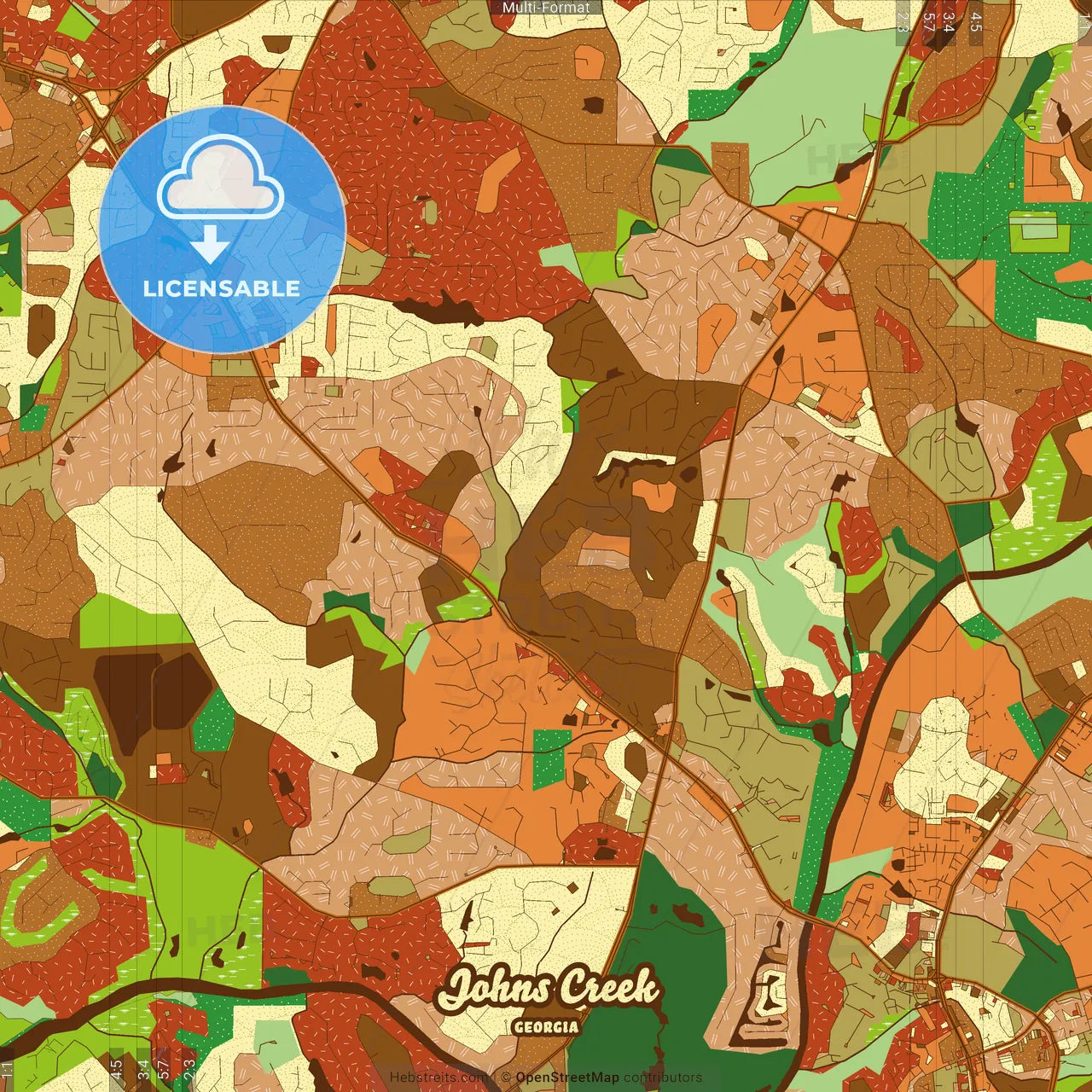 Johns Creek Georgia Farmhouse Poster Art Map Template