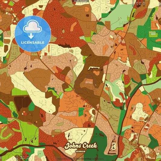 Johns Creek Georgia Farmhouse Poster Art Map Template
