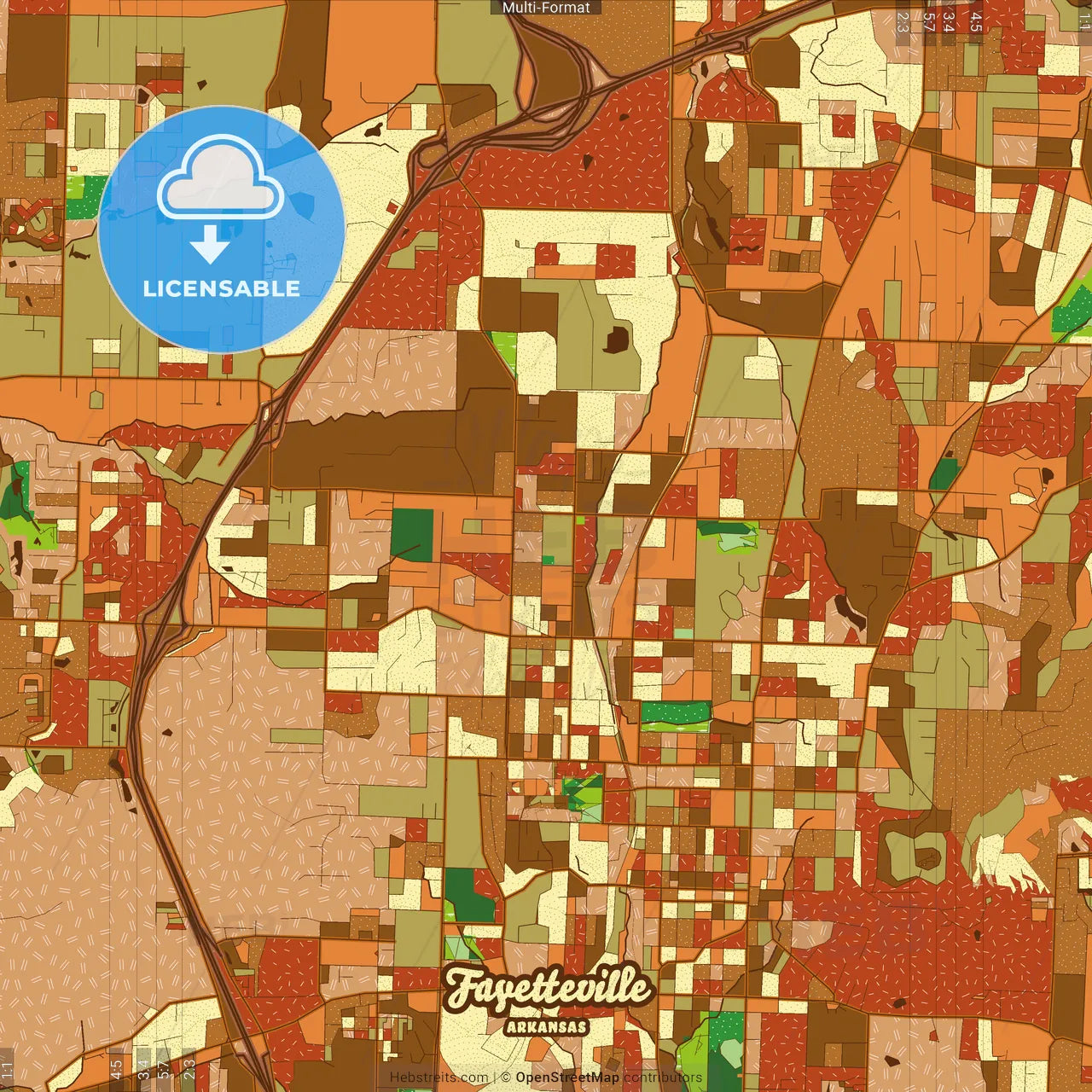 Fayetteville Arkansas Farmhouse Poster Art Map Template