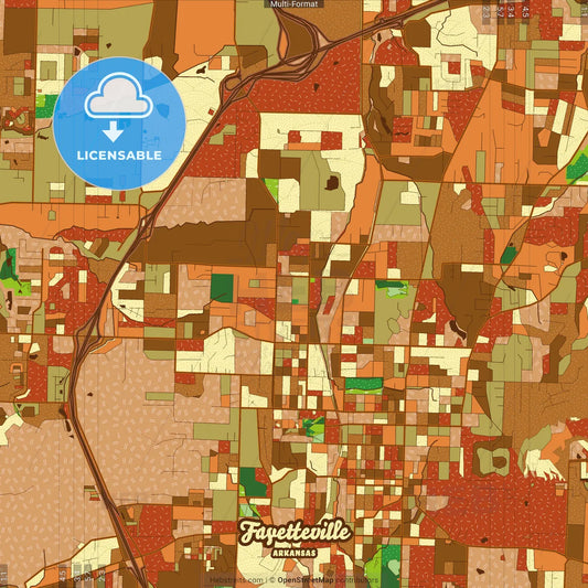 Fayetteville Arkansas Farmhouse Poster Art Map Template