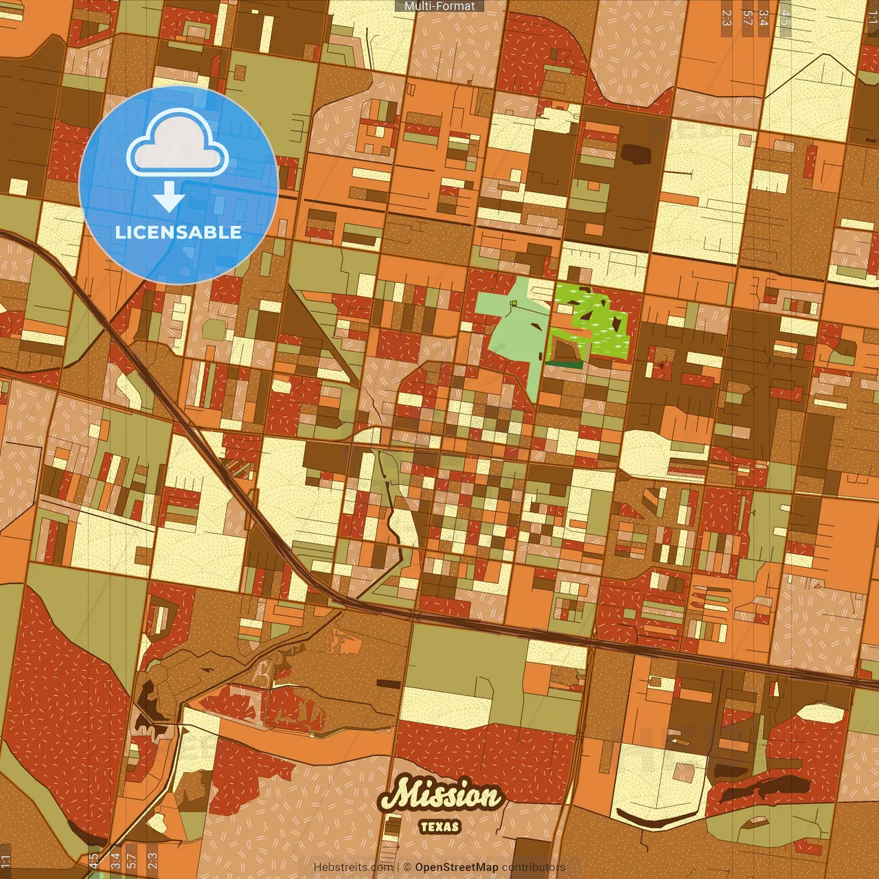 Mission Texas Farmhouse Poster Art Map Template