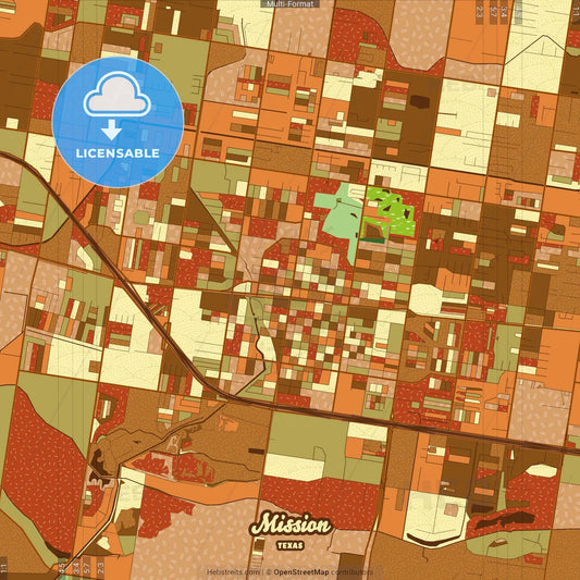 Mission Texas Farmhouse Poster Art Map Template