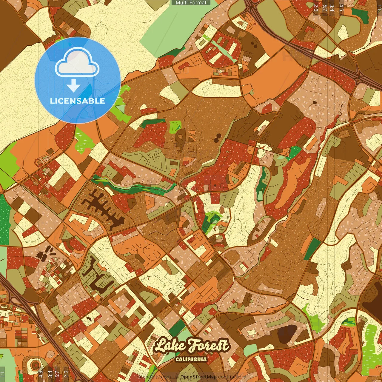 Lake Forest California Farmhouse Poster Art Map Template