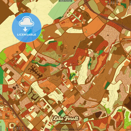 Lake Forest California Farmhouse Poster Art Map Template