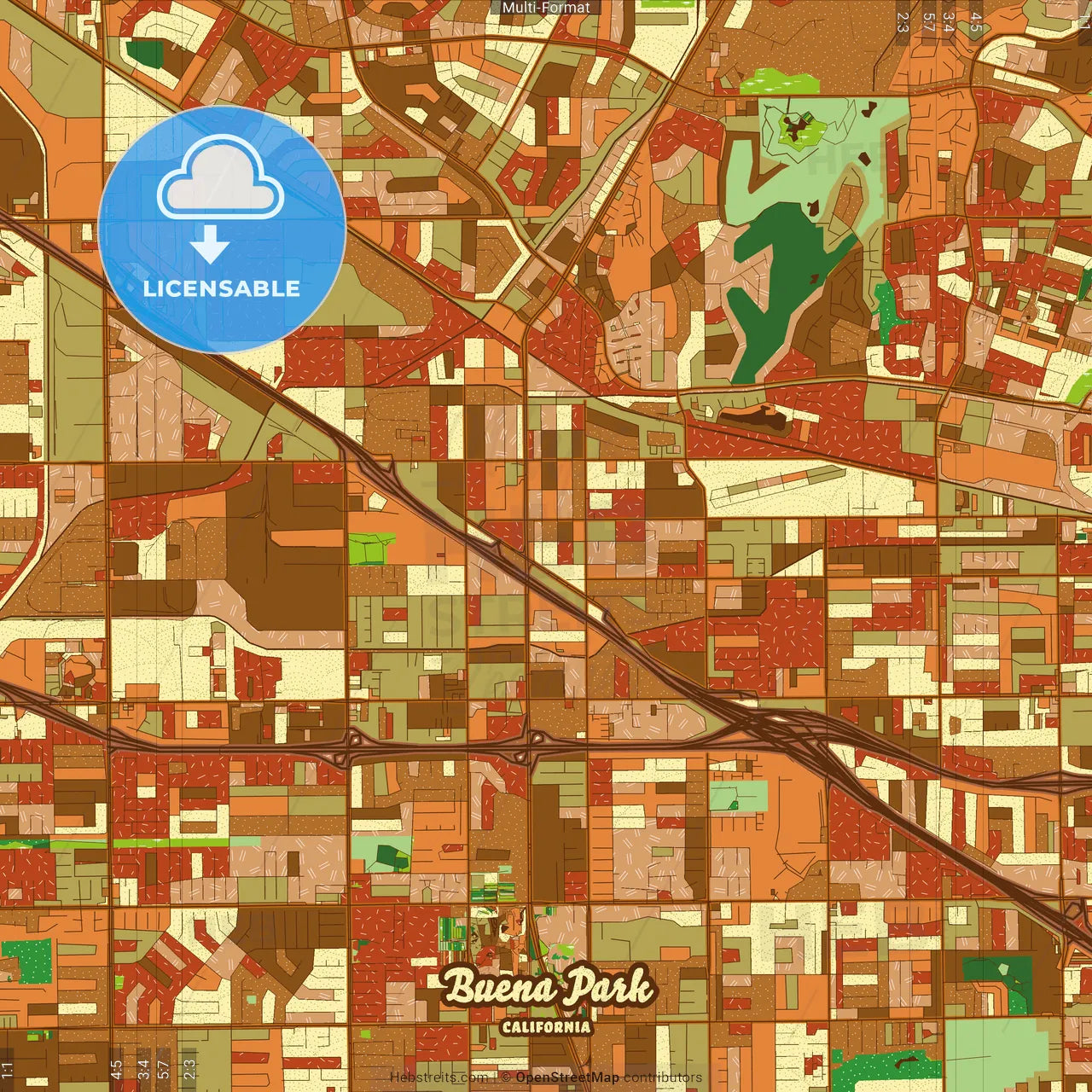 Buena Park California Farmhouse Poster Art Map Template