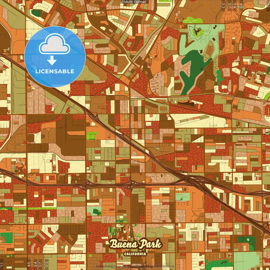 Buena Park California Farmhouse Poster Art Map Template