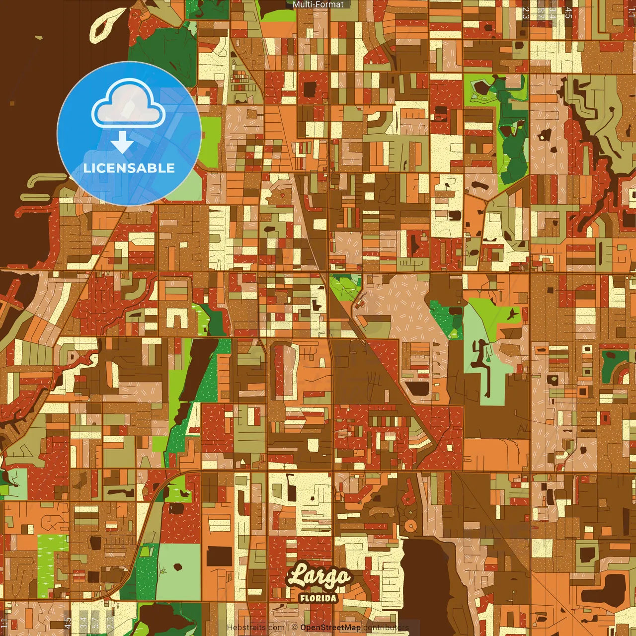 Largo Florida Farmhouse Poster Art Map Template