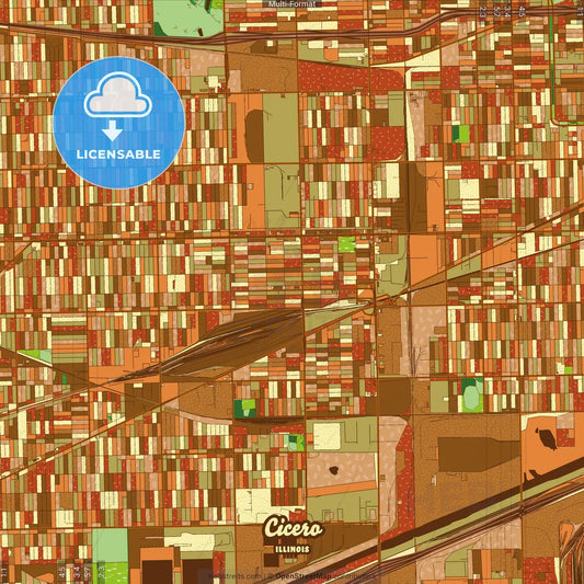 Cicero Illinois Farmhouse Poster Art Map Template