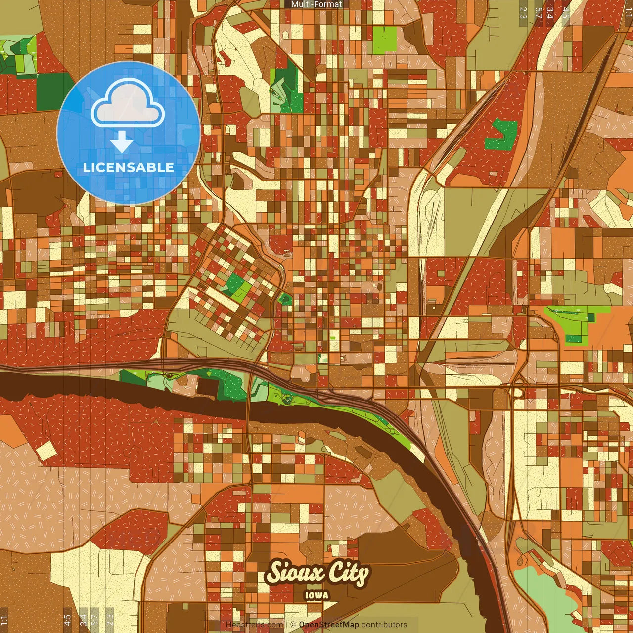 Sioux City Iowa Farmhouse Poster Art Map Template