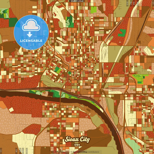 Sioux City Iowa Farmhouse Poster Art Map Template