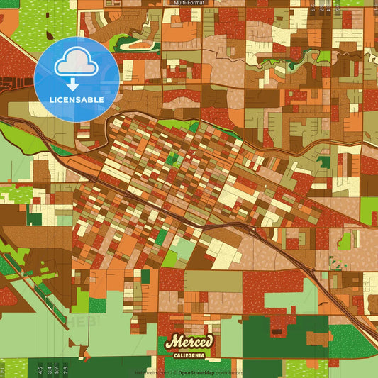 Merced California Farmhouse Poster Art Map Template