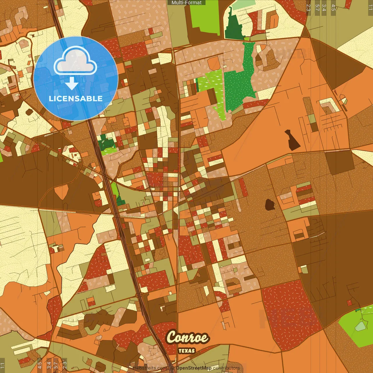 Conroe Texas Farmhouse Poster Art Map Template