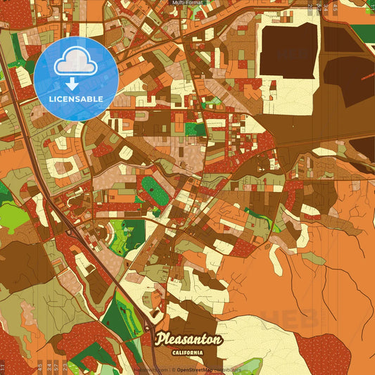 Pleasanton California Farmhouse Poster Art Map Template