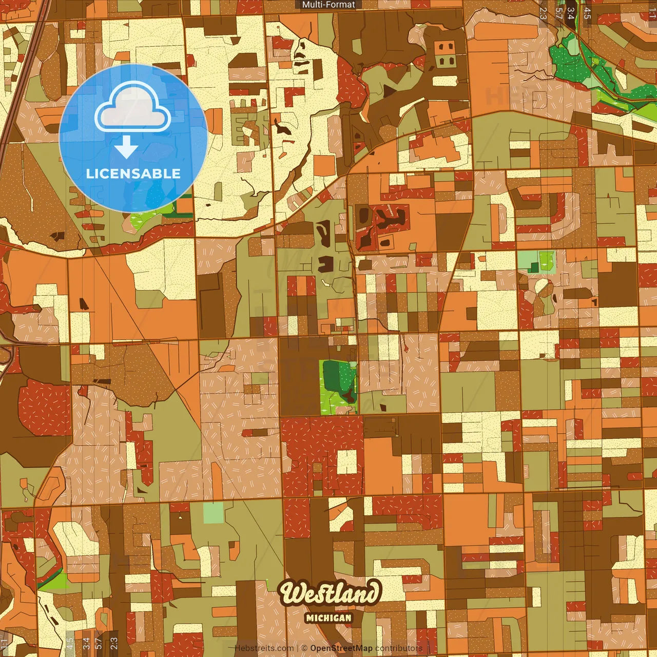 Westland Michigan Farmhouse Poster Art Map Template