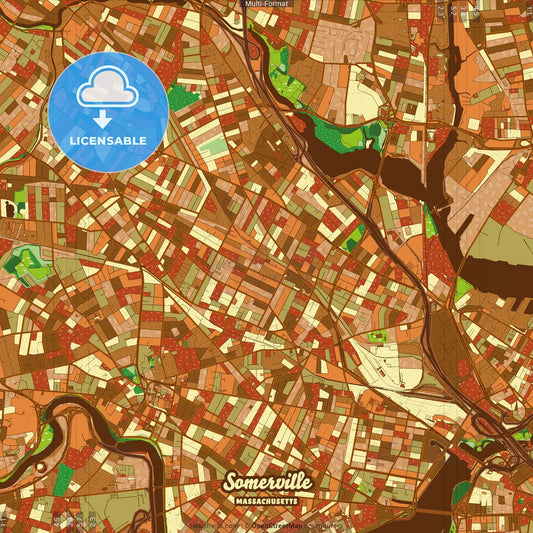 Somerville Massachusetts Farmhouse Poster Art Map Template