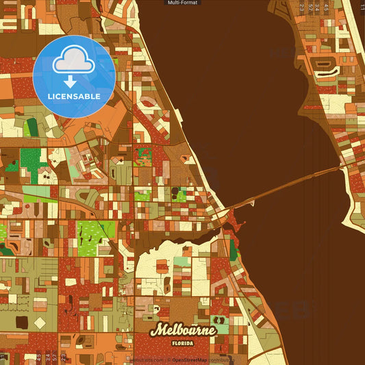 Melbourne Florida Farmhouse Poster Art Map Template