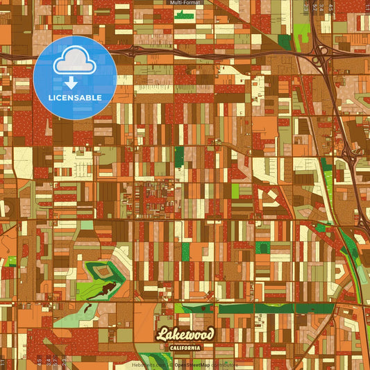 Lakewood California Farmhouse Poster Art Map Template