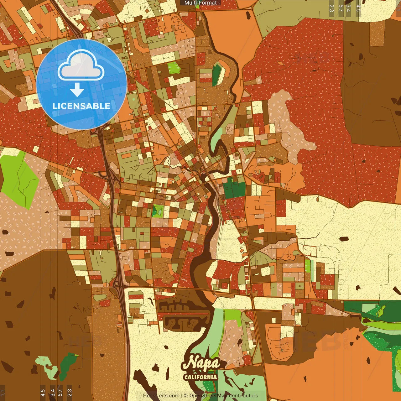 Napa California Farmhouse Poster Art Map Template