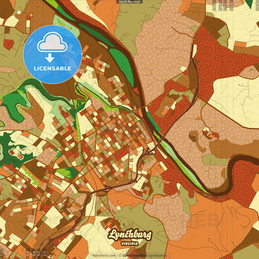 Lynchburg Virginia Farmhouse Poster Art Map Template