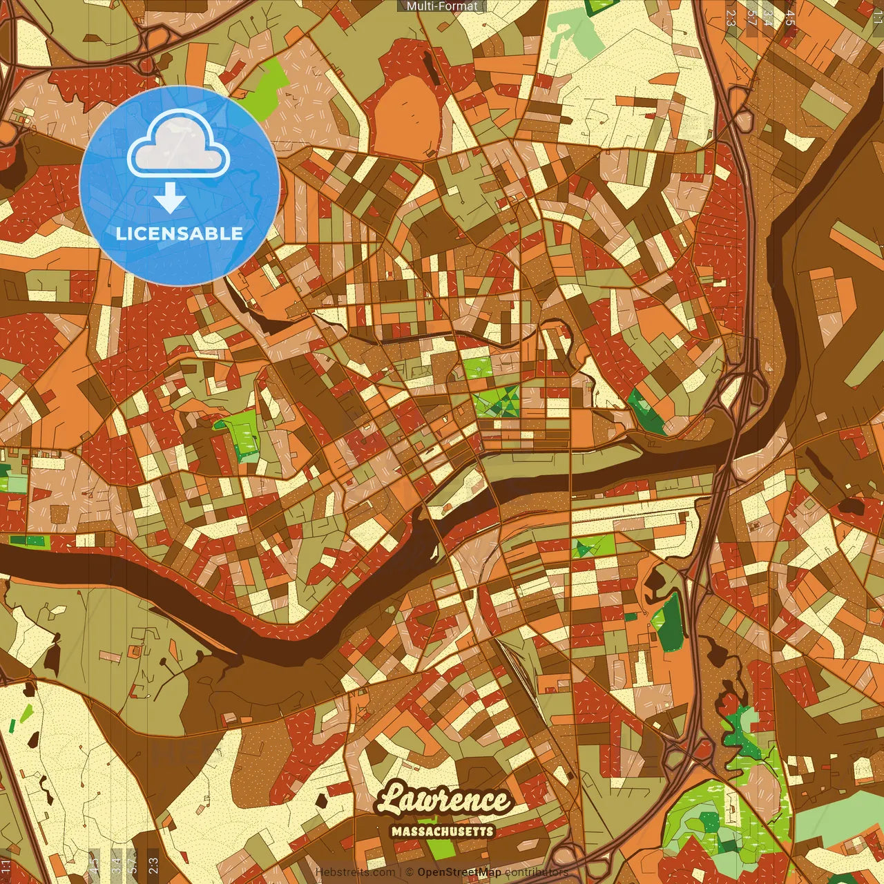 Lawrence Massachusetts Farmhouse Poster Art Map Template