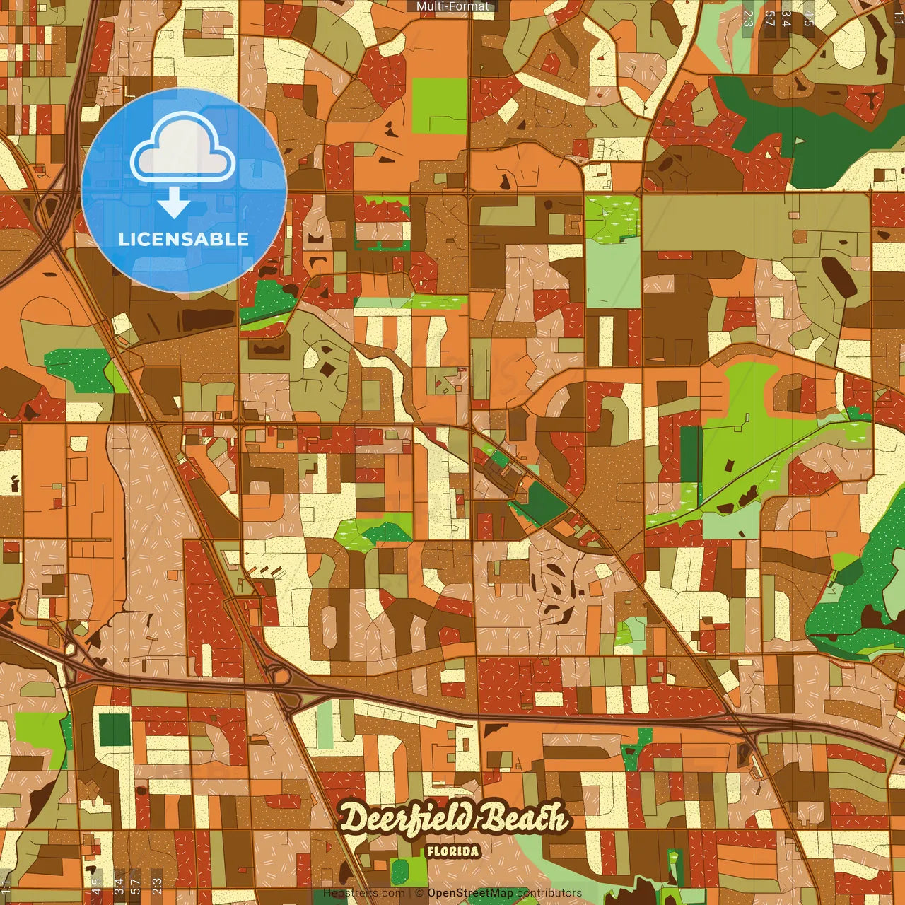 Deerfield Beach Florida Farmhouse Poster Art Map Template