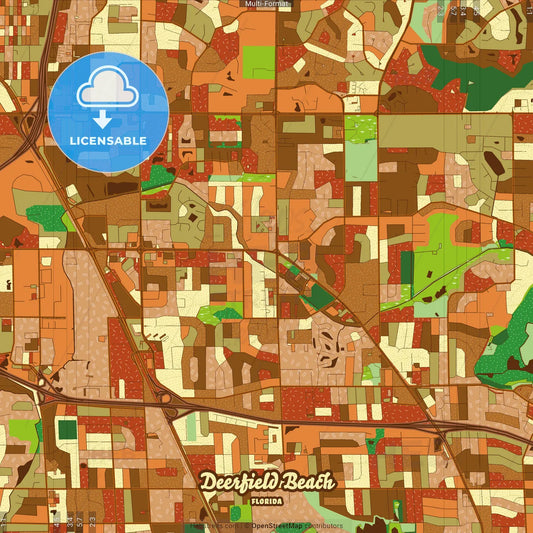 Deerfield Beach Florida Farmhouse Poster Art Map Template