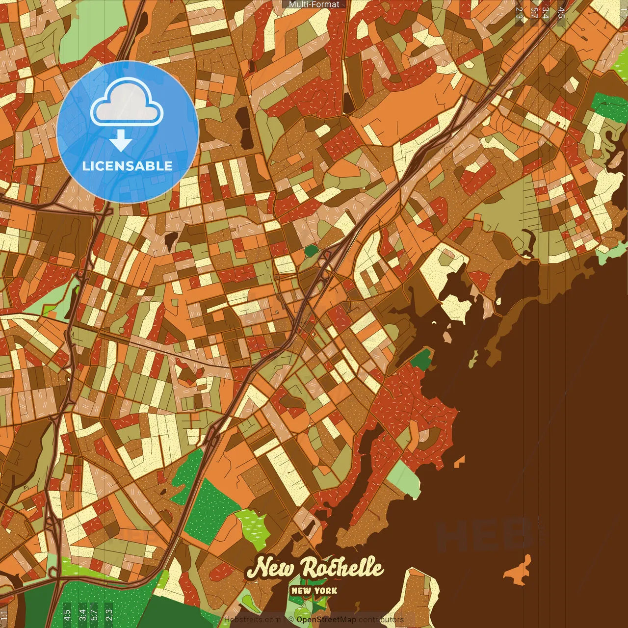 New Rochelle New York Farmhouse Poster Art Map Template