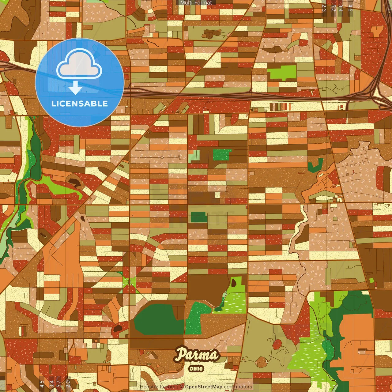 Parma Ohio Farmhouse Poster Art Map Template