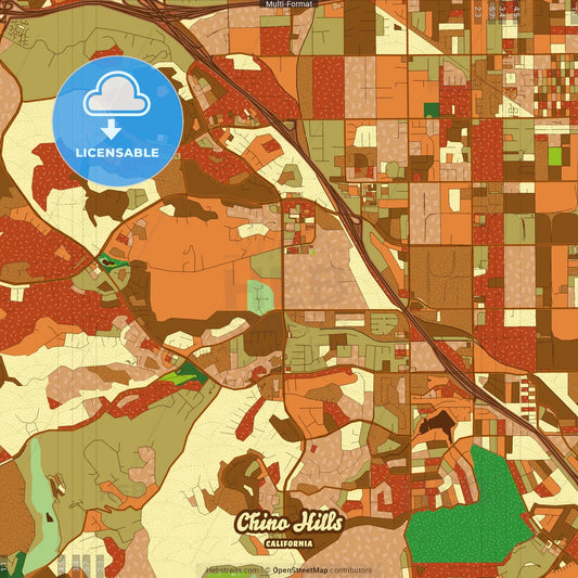 Chino Hills California Farmhouse Poster Art Map Template