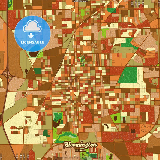 Bloomington Illinois Farmhouse Poster Art Map Template