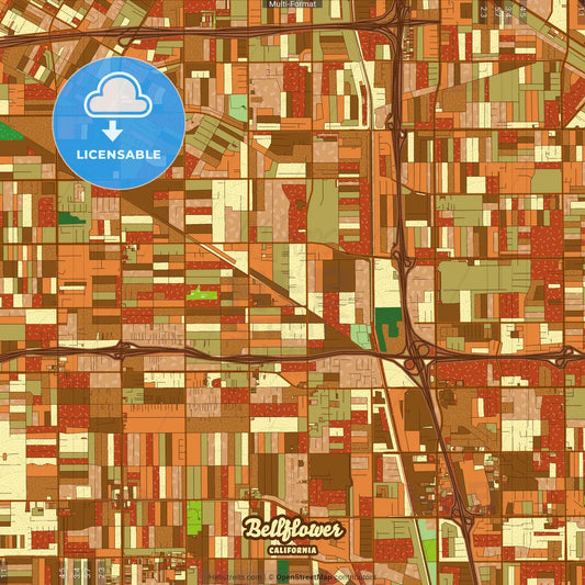 Bellflower California Farmhouse Poster Art Map Template