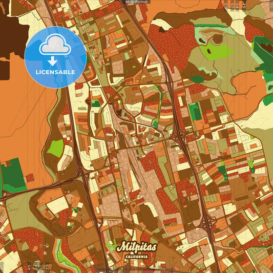 Milpitas California Farmhouse Poster Art Map Template