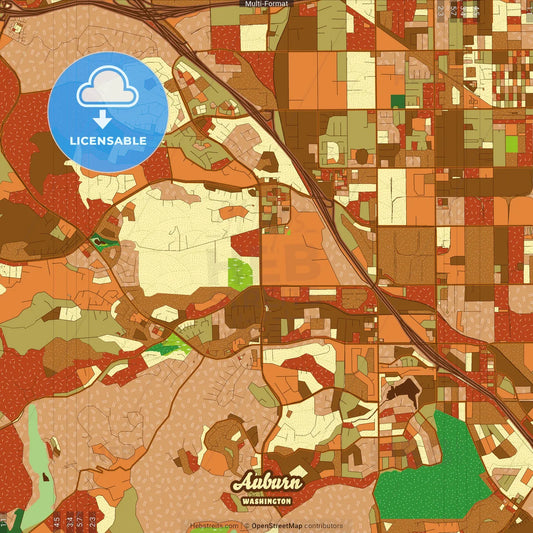 Auburn Washington Farmhouse Poster Art Map Template