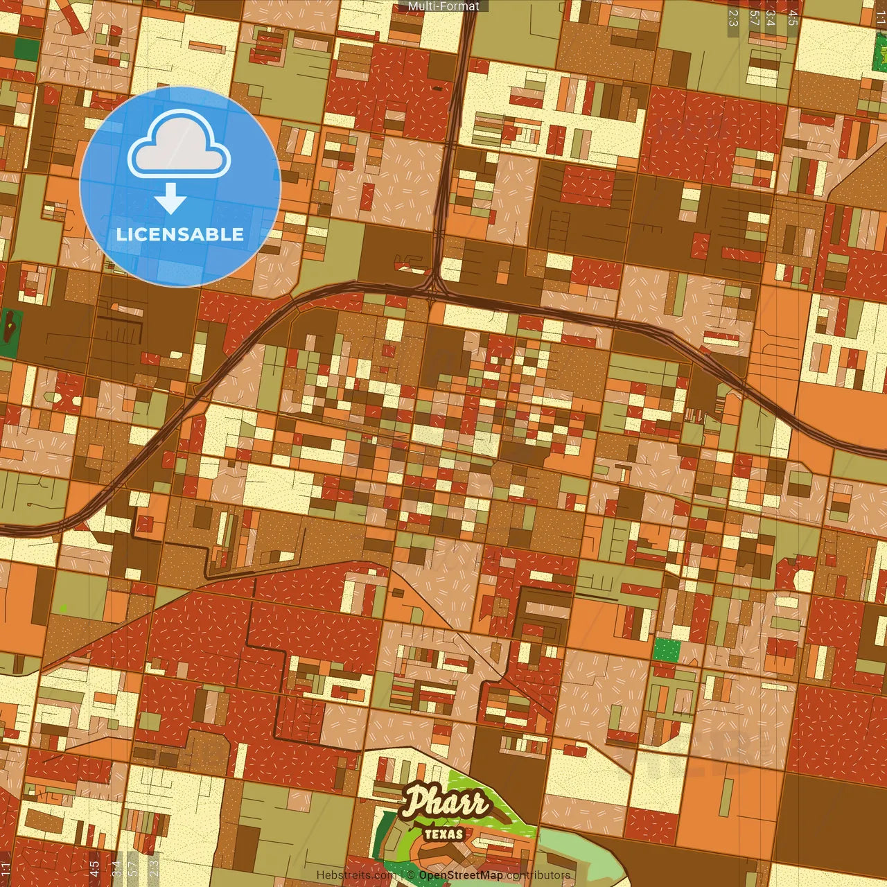 Pharr Texas Farmhouse Poster Art Map Template