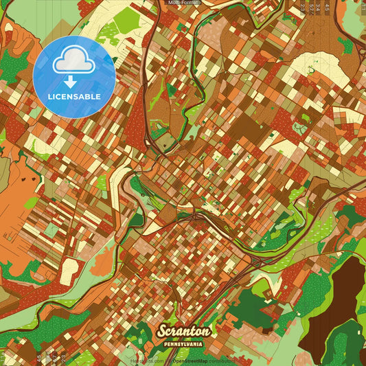 Scranton Pennsylvania Farmhouse Poster Art Map Template