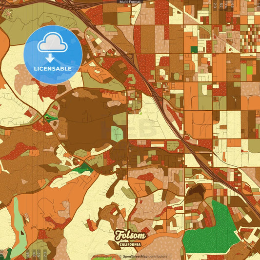 Folsom California Farmhouse Poster Art Map Template