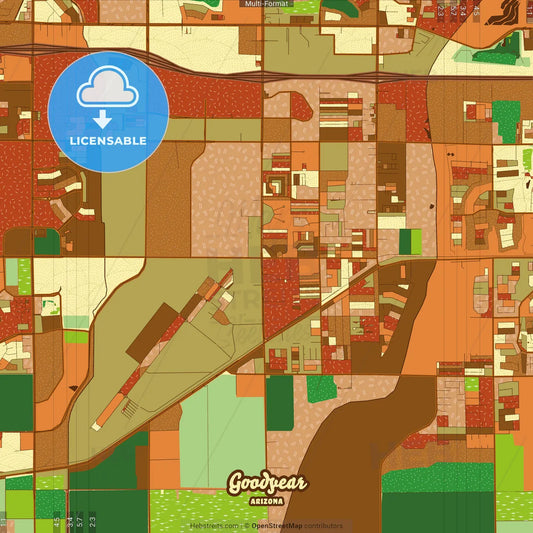 Goodyear Arizona Farmhouse Poster Art Map Template