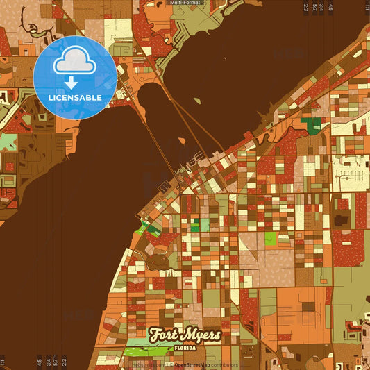 Fort Myers Florida Farmhouse Poster Art Map Template