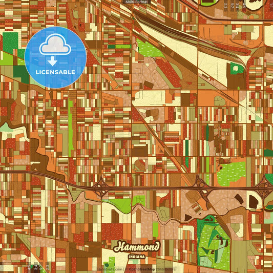 Hammond Indiana Farmhouse Poster Art Map Template