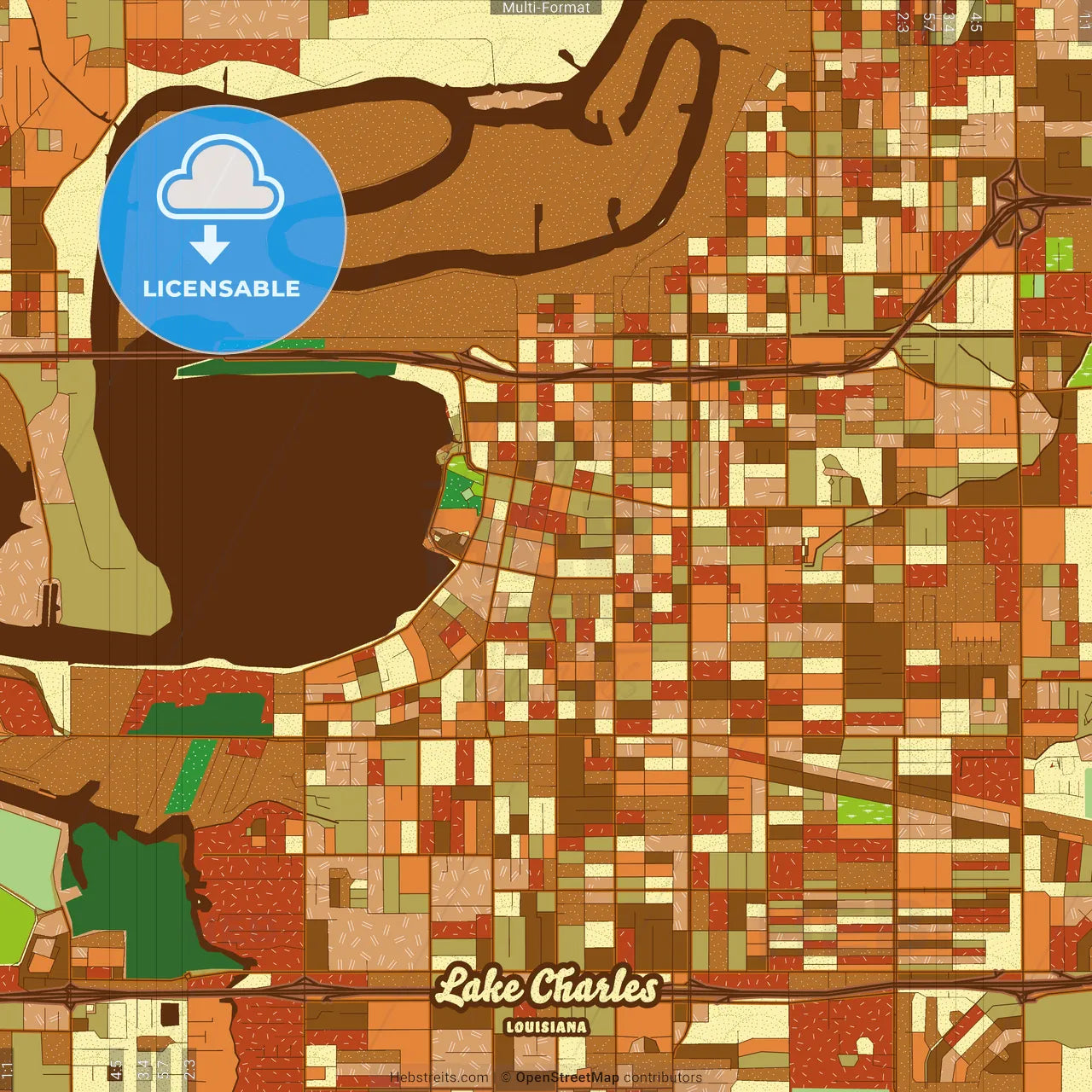 Lake Charles Louisiana Farmhouse Poster Art Map Template