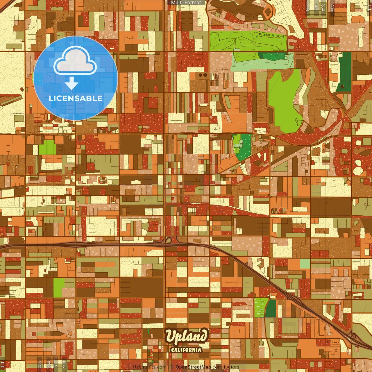 Upland California Farmhouse Poster Art Map Template