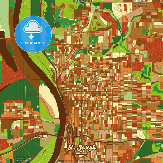 St. Joseph Missouri Farmhouse Poster Art Map Template