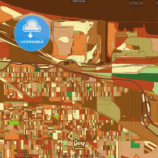 Gary Indiana Farmhouse Poster Art Map Template