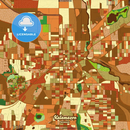 Kalamazoo Michigan Farmhouse Poster Art Map Template