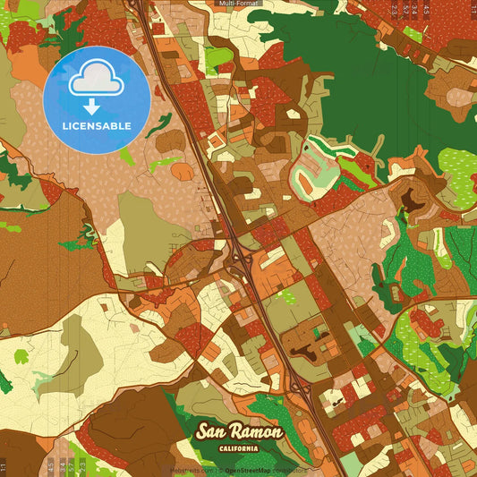 San Ramon California Farmhouse Poster Art Map Template