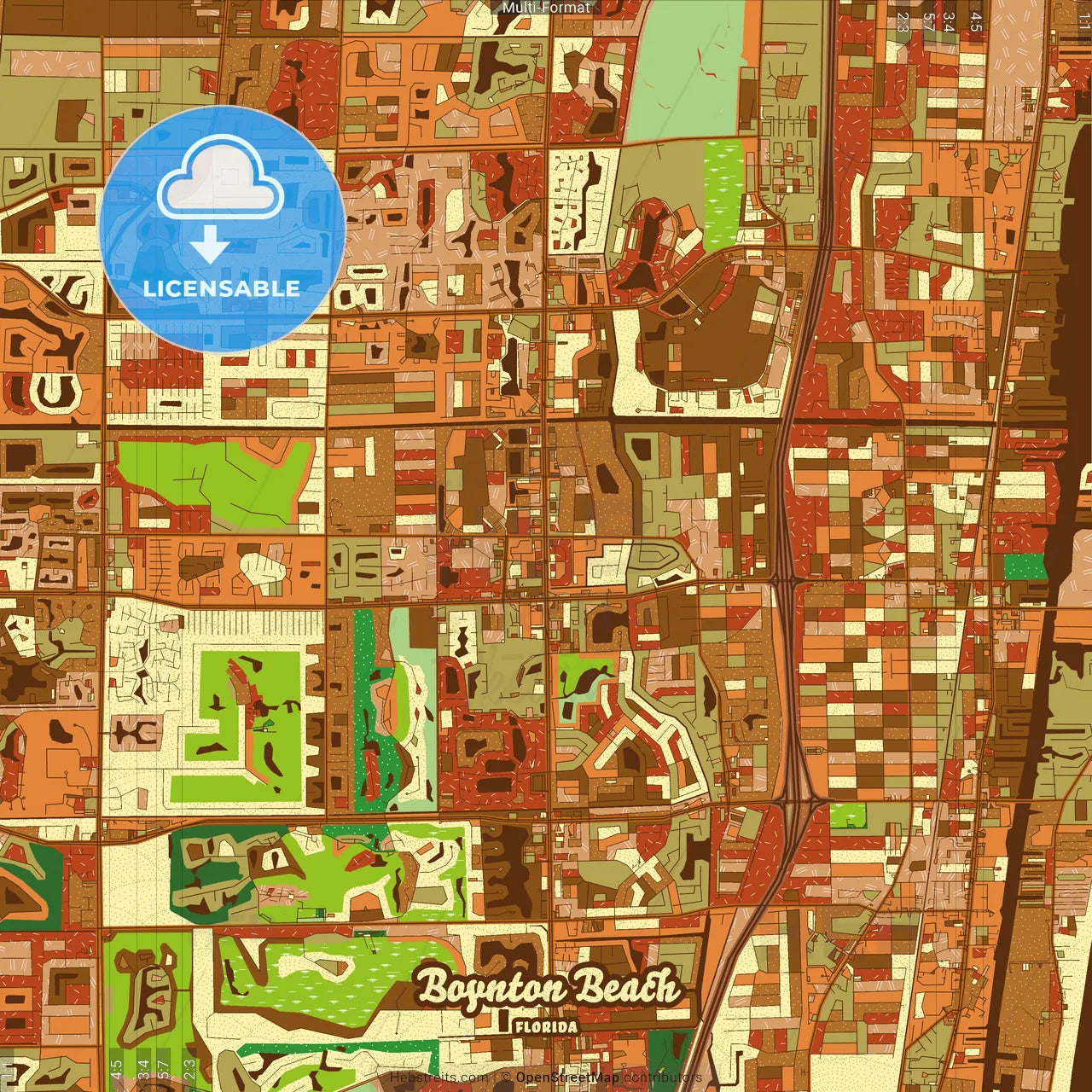 Boynton Beach Florida Farmhouse Poster Art Map Template